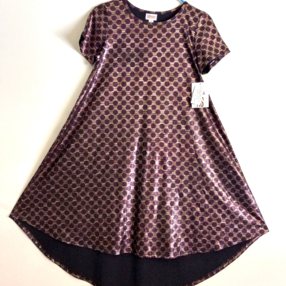LuLaRoe, Carly, Sniny Pokadot High Low Swing Dress, Mixed Colors, Sz XS